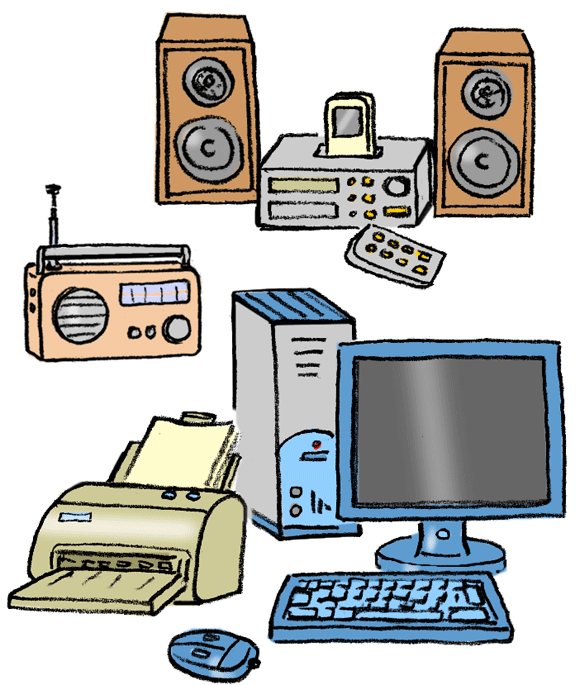 Stereoanlage, Radio, Computer und Peripheriegeräte